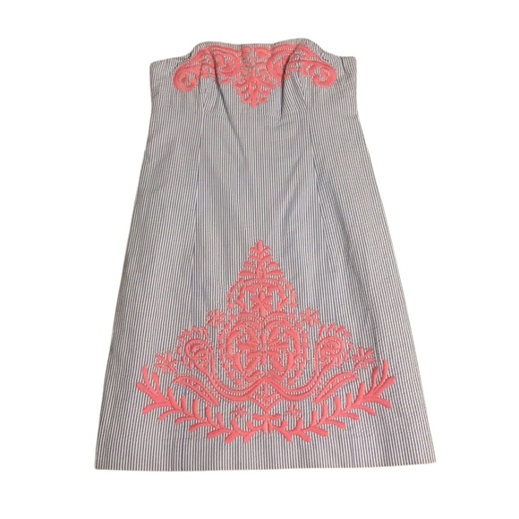 Lilly Pulitzer Dresses & Skirts - Lilly Pulitzer Strapless embroidered pinstripe dress size 2